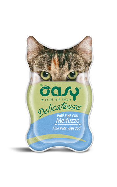 Oasy Delicatesse Patè con Merluzzo 85g Umido per Gatti Oasy Delicatesse Patè con Merluzzo 85g Umido per Gatti